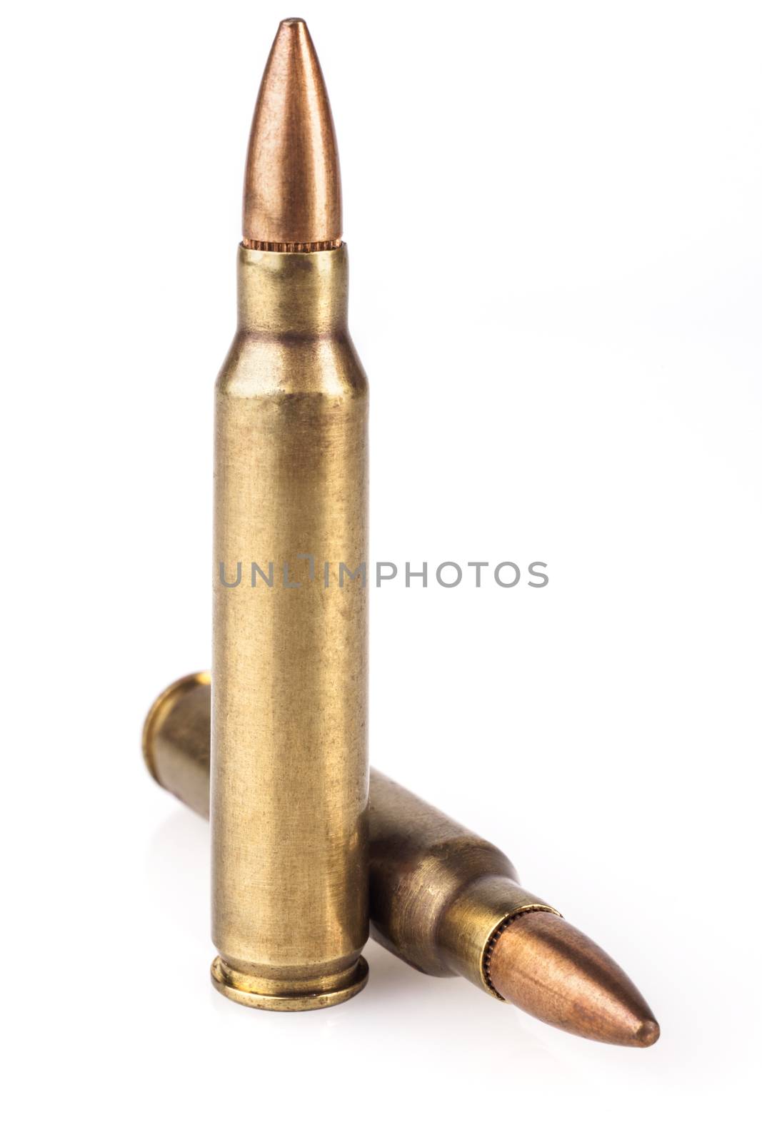 Rifle Bullets Isolated on White Background