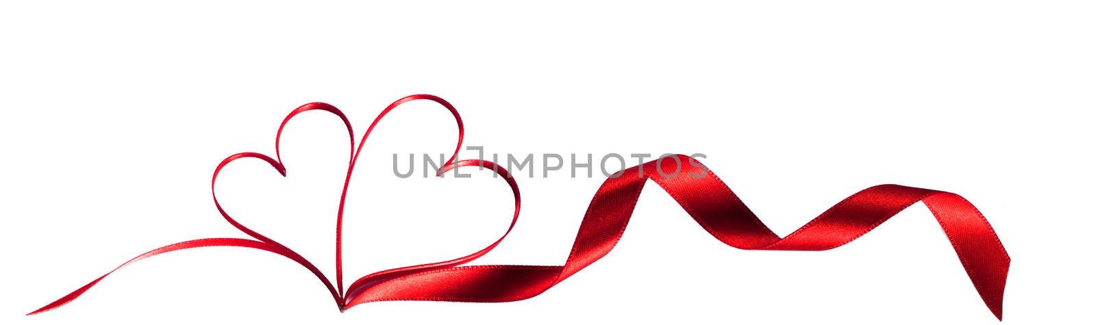 Red ribbons in shape of two hearts by Yellowj