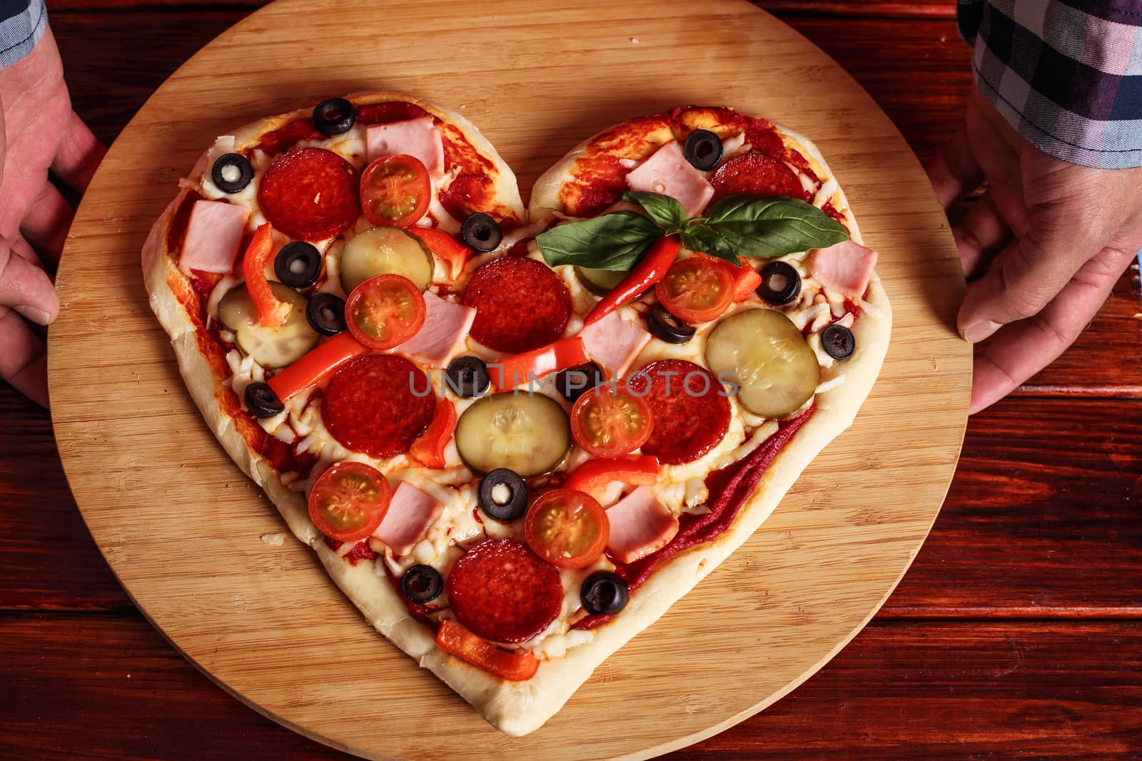 Heart shapes pizza by destillat