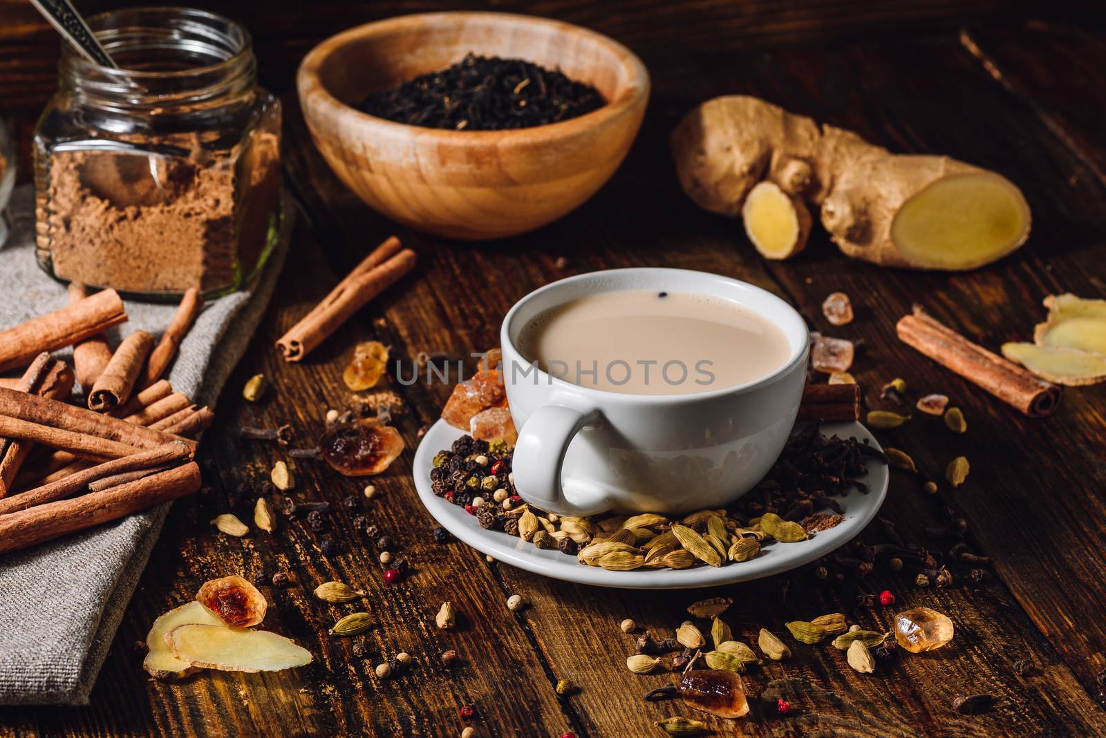 Masala Chai with Different Ingredients. Warming Drink