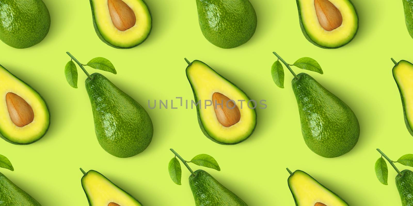 Avocado seamless pattern isolated on green background by xamtiw