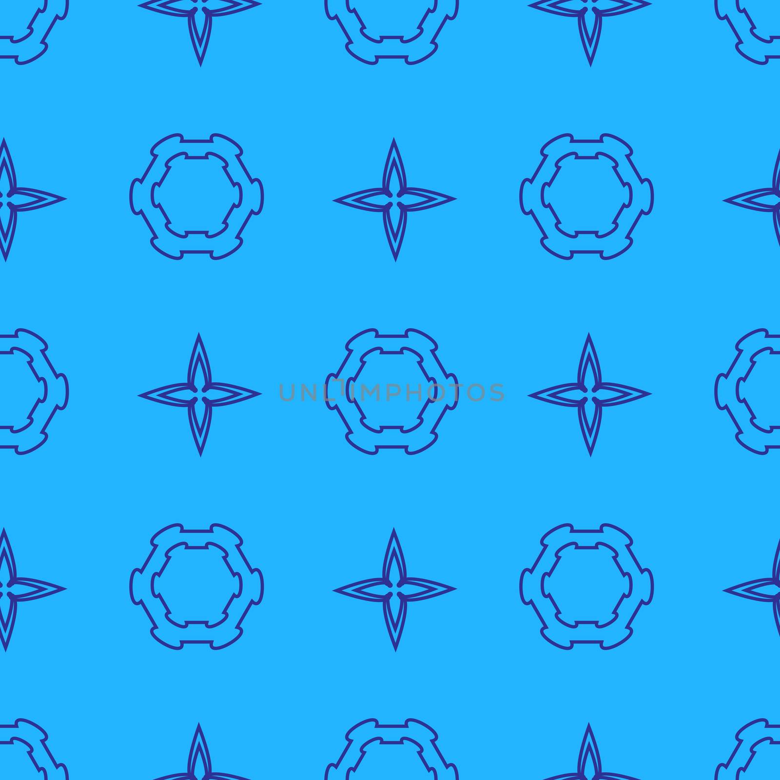 Abstract seamless vector pattern on the blue background