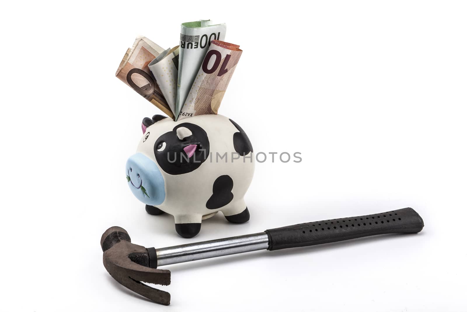 Piggy bank isolated on white background with shadow