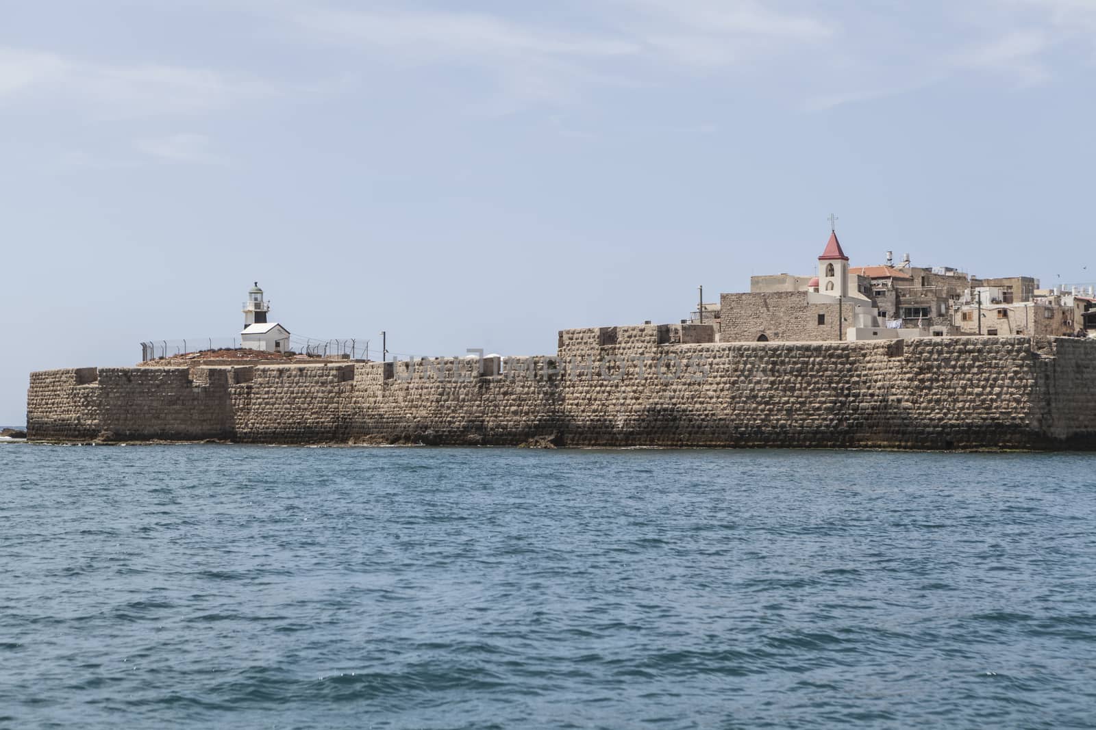 Old building and beautiful blue sea and sky