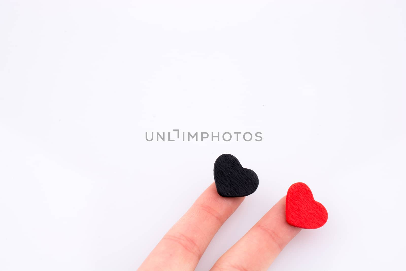 Hand with small hearts on a white background