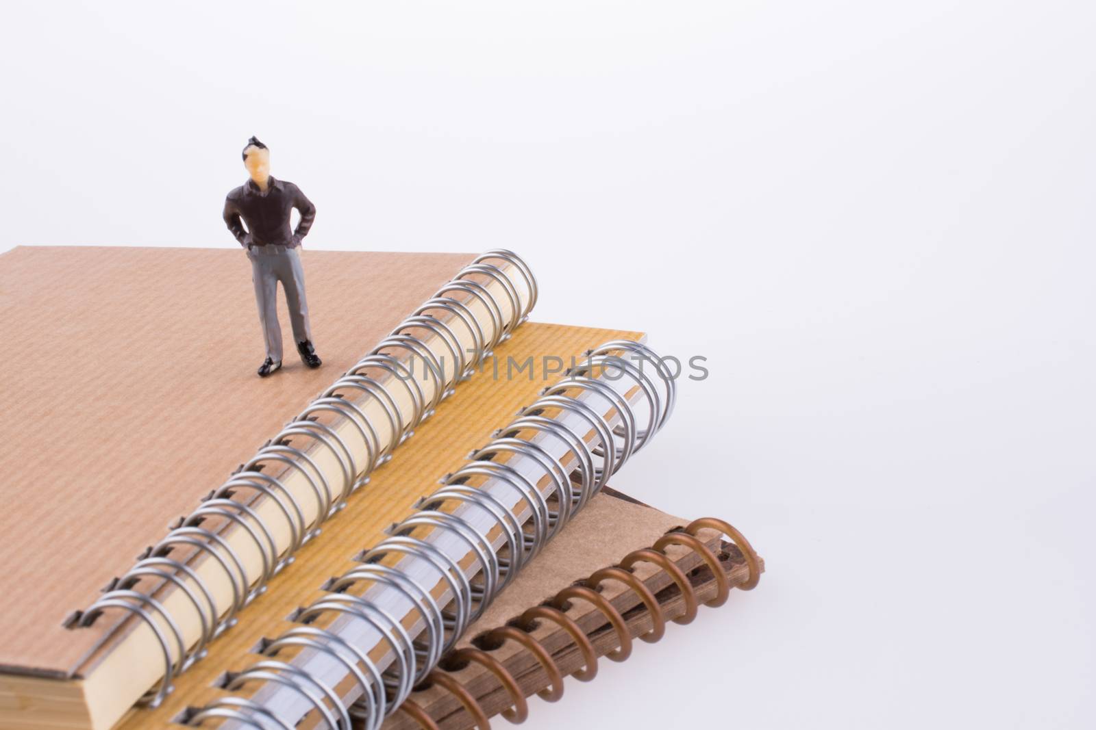 Human Figure standing on spiral notebooks