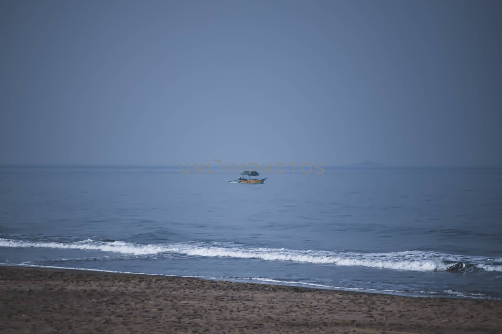 Panorama landscape view of a beautiful tropical sea beach in summertime during christmas holiday. ( MUMBAI, MAHARASTRA, INDIA). Travel vacation and holiday concept.