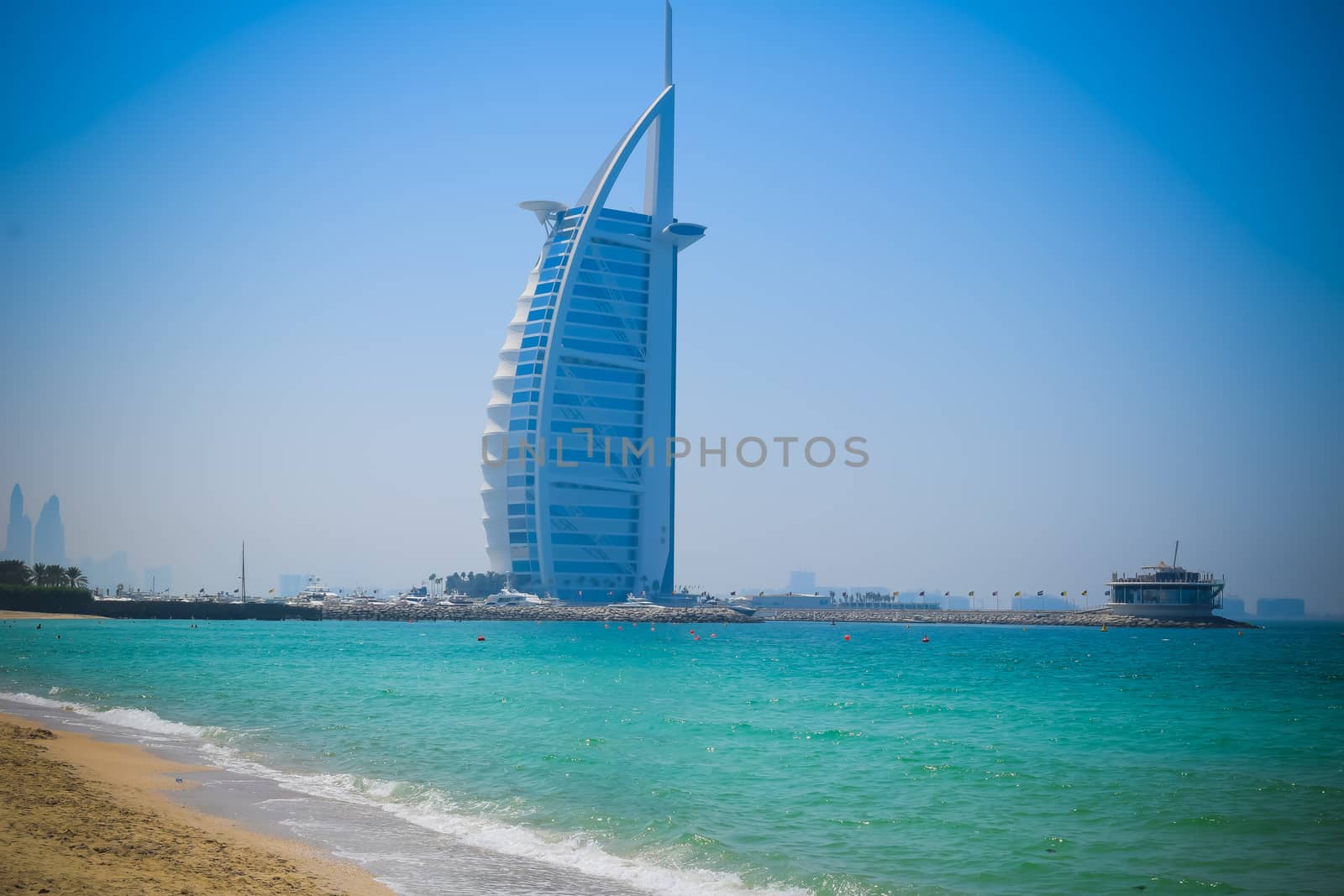 DUBAI, UAE United Arab Emirates - 23 APRIL 2016: Burj Al Arab hotel, also called "The world's only 7 star Hotel" or "Tower of the Arabs" by sudiptabhowmick