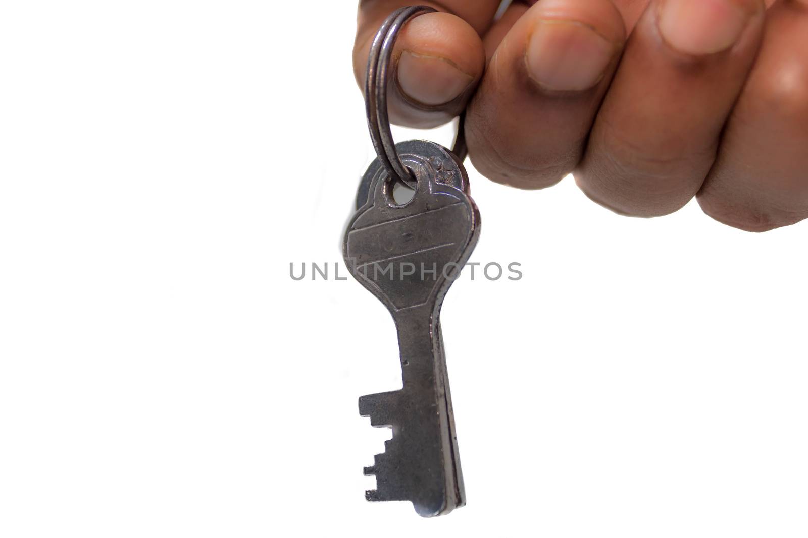 Close up of two iron metal key isolated white background. by sudiptabhowmick