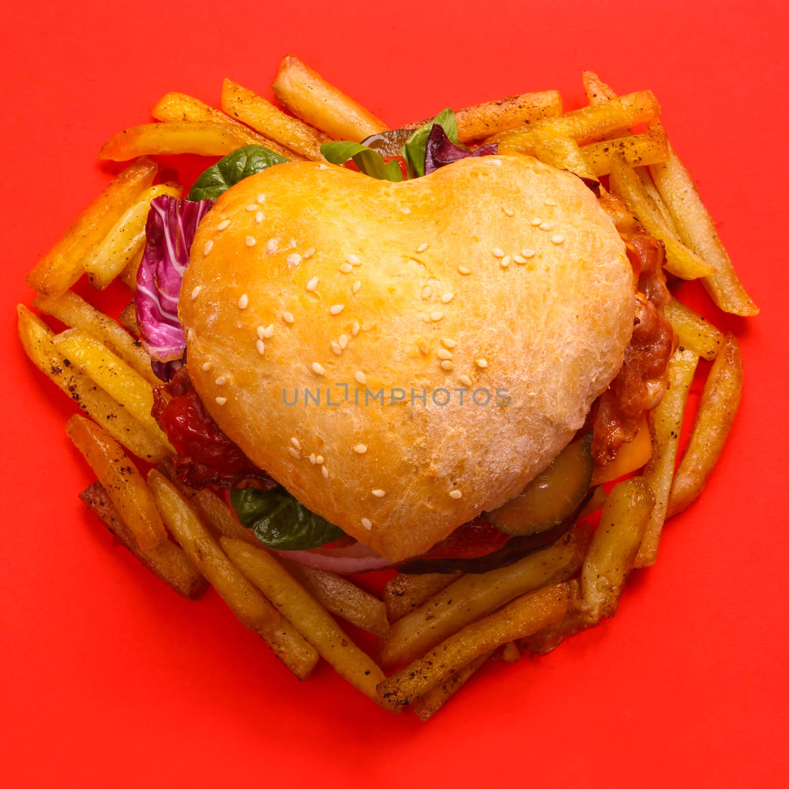 Heart shaped hamburger by destillat