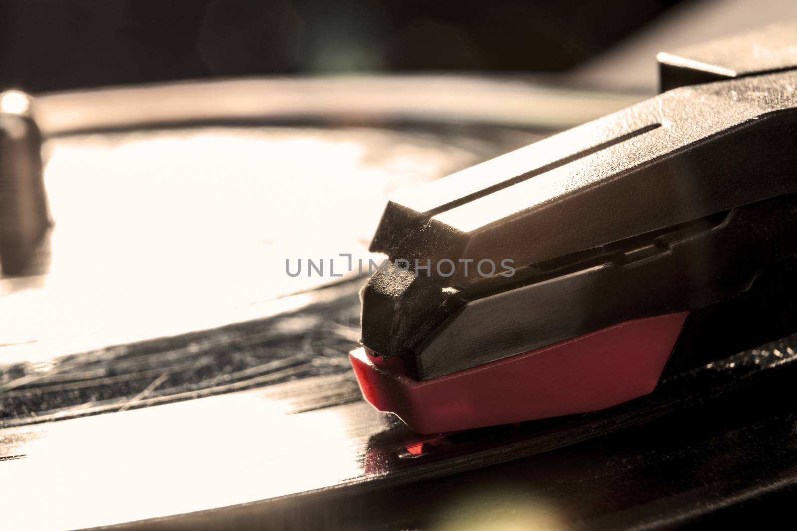 Closeup to a black pickup with disk