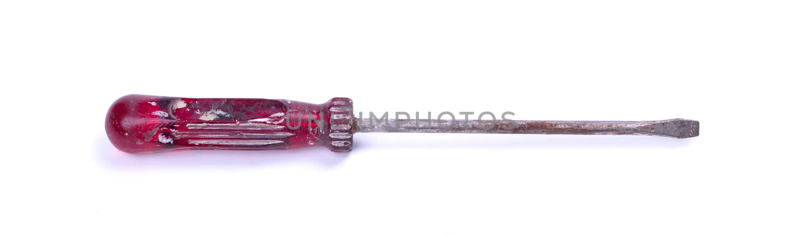 Old screwdriver isolated on a white background