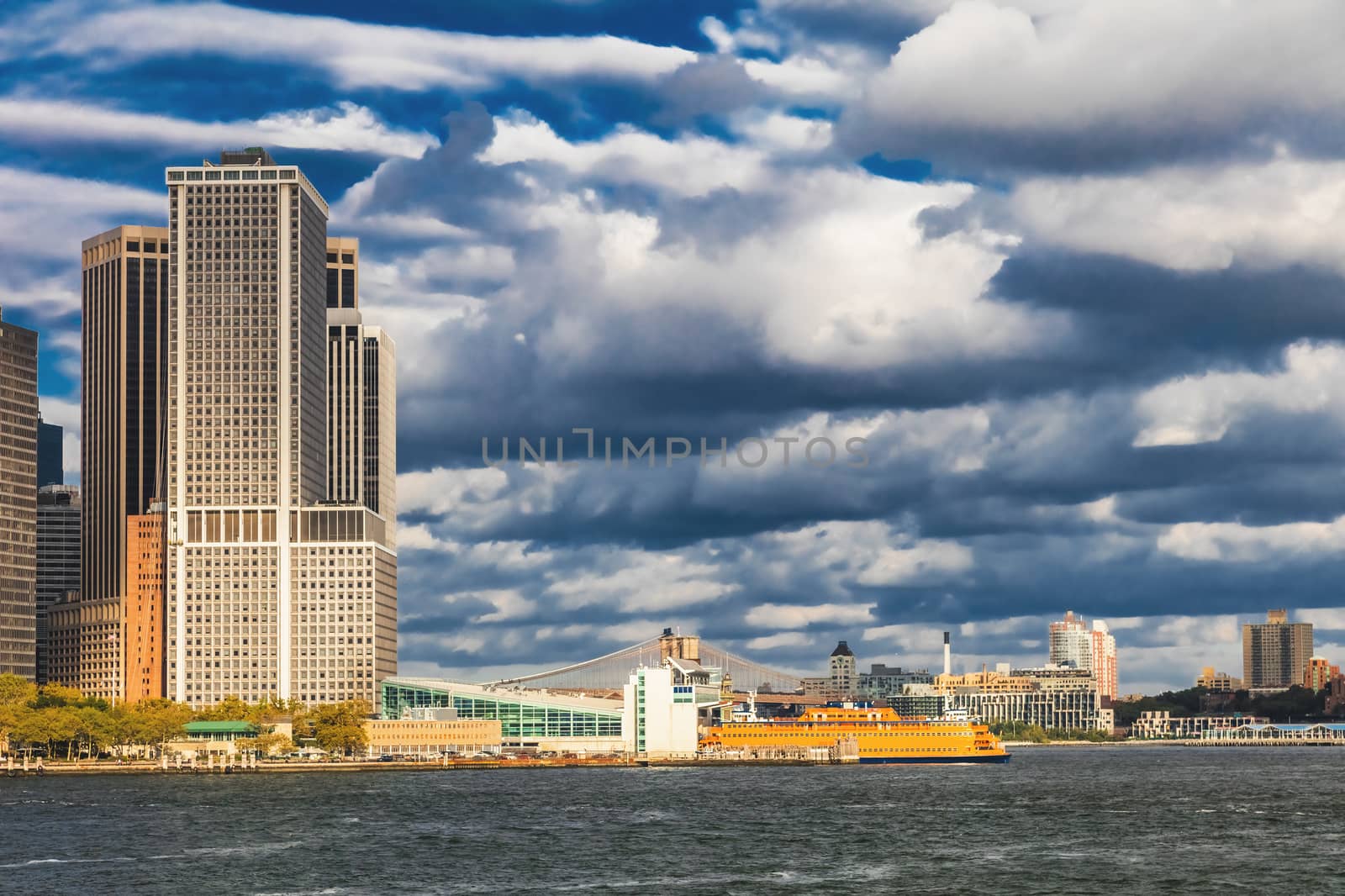 New York City, Staten Island Ferry departs from Battery Park