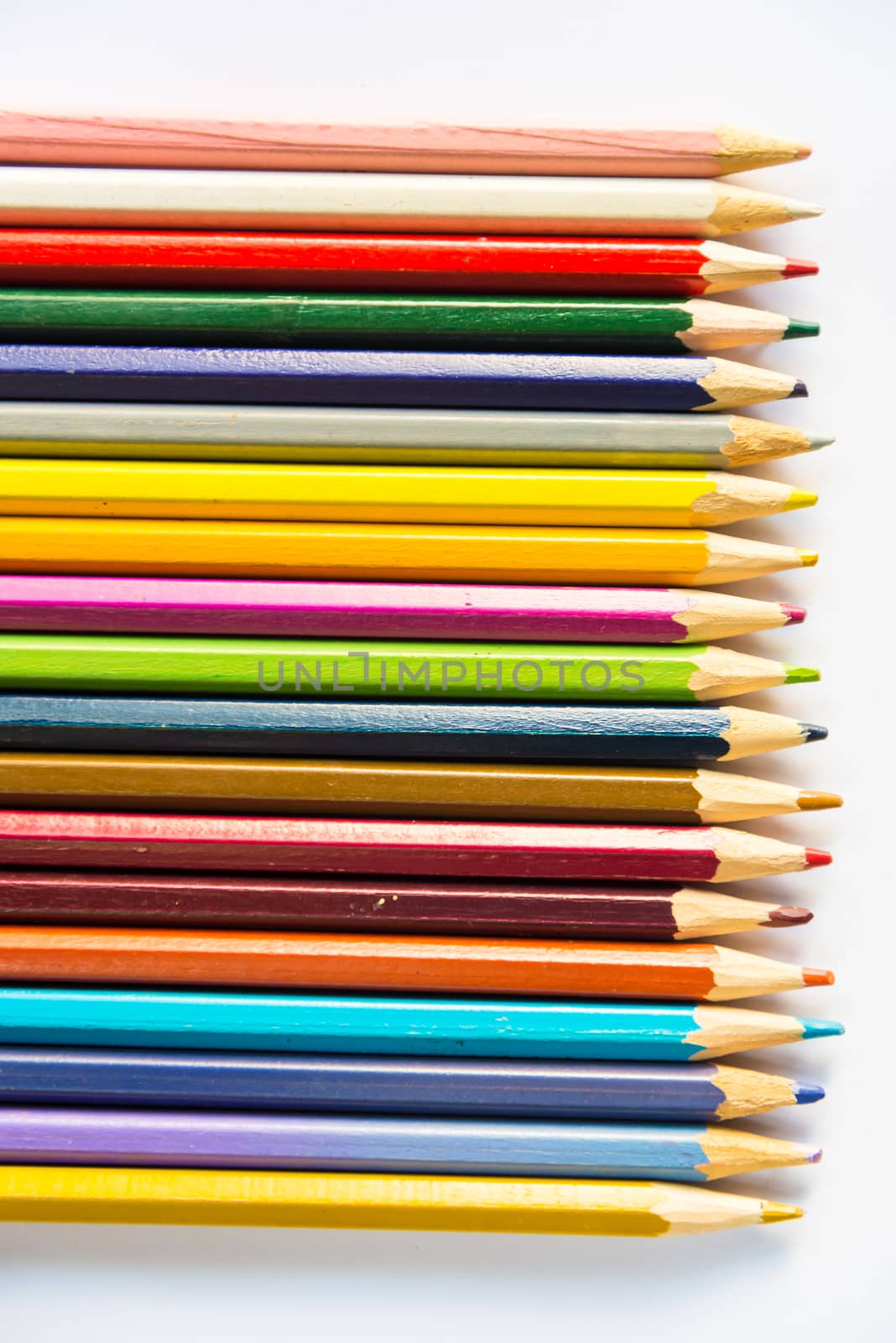 Colour pencils on white background, isolated