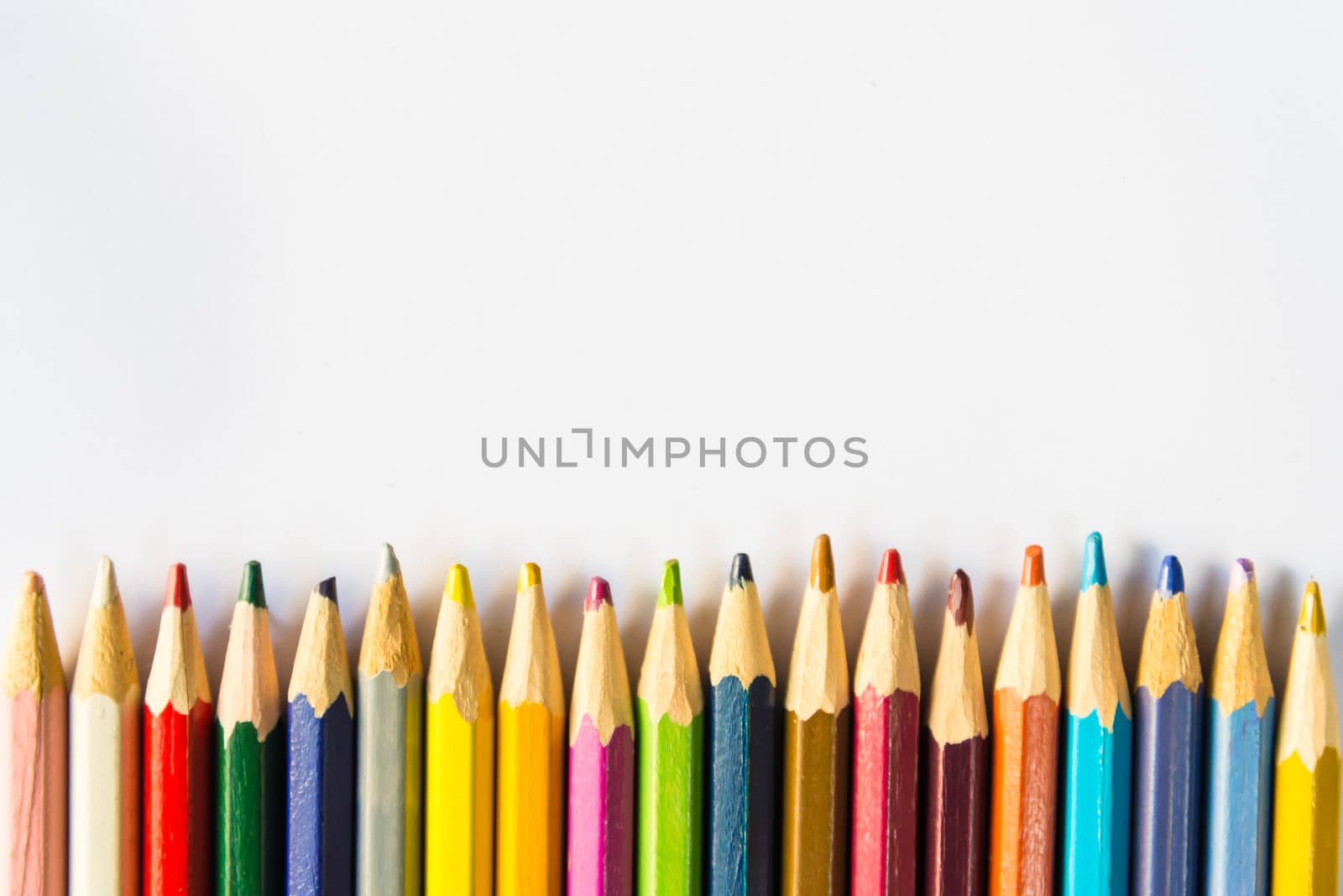 Colour pencils on white background, isolated