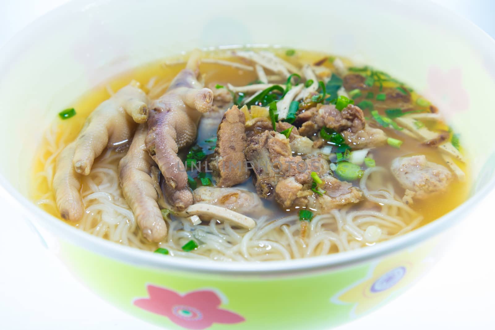 noodles on white background.