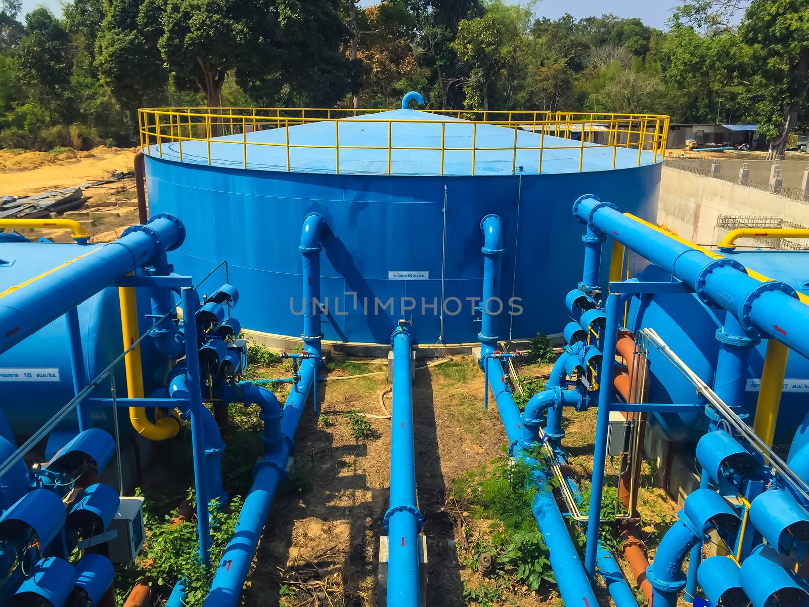 Water treatment plants of the Waterworks in Thailand.