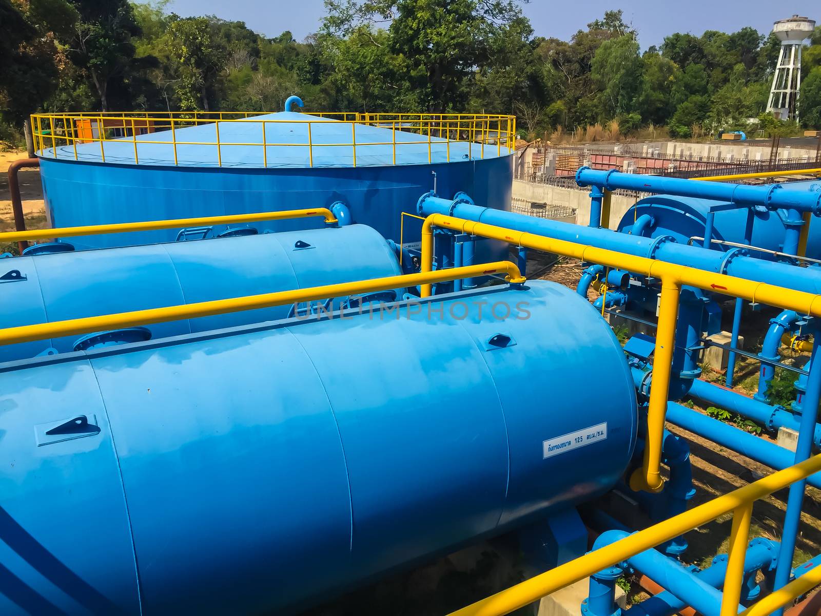 Water treatment plants of the Waterworks in Thailand.