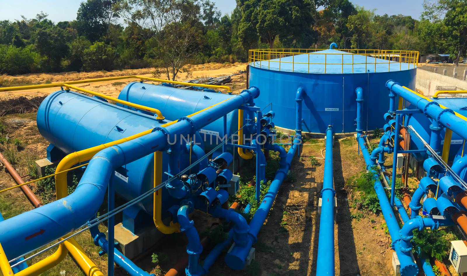 Water treatment plants of the Waterworks in Thailand.