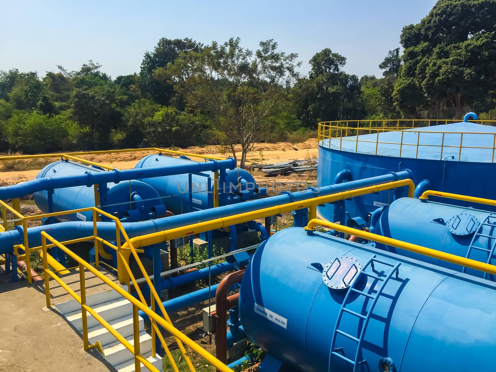 Water treatment plants of the Waterworks in Thailand.