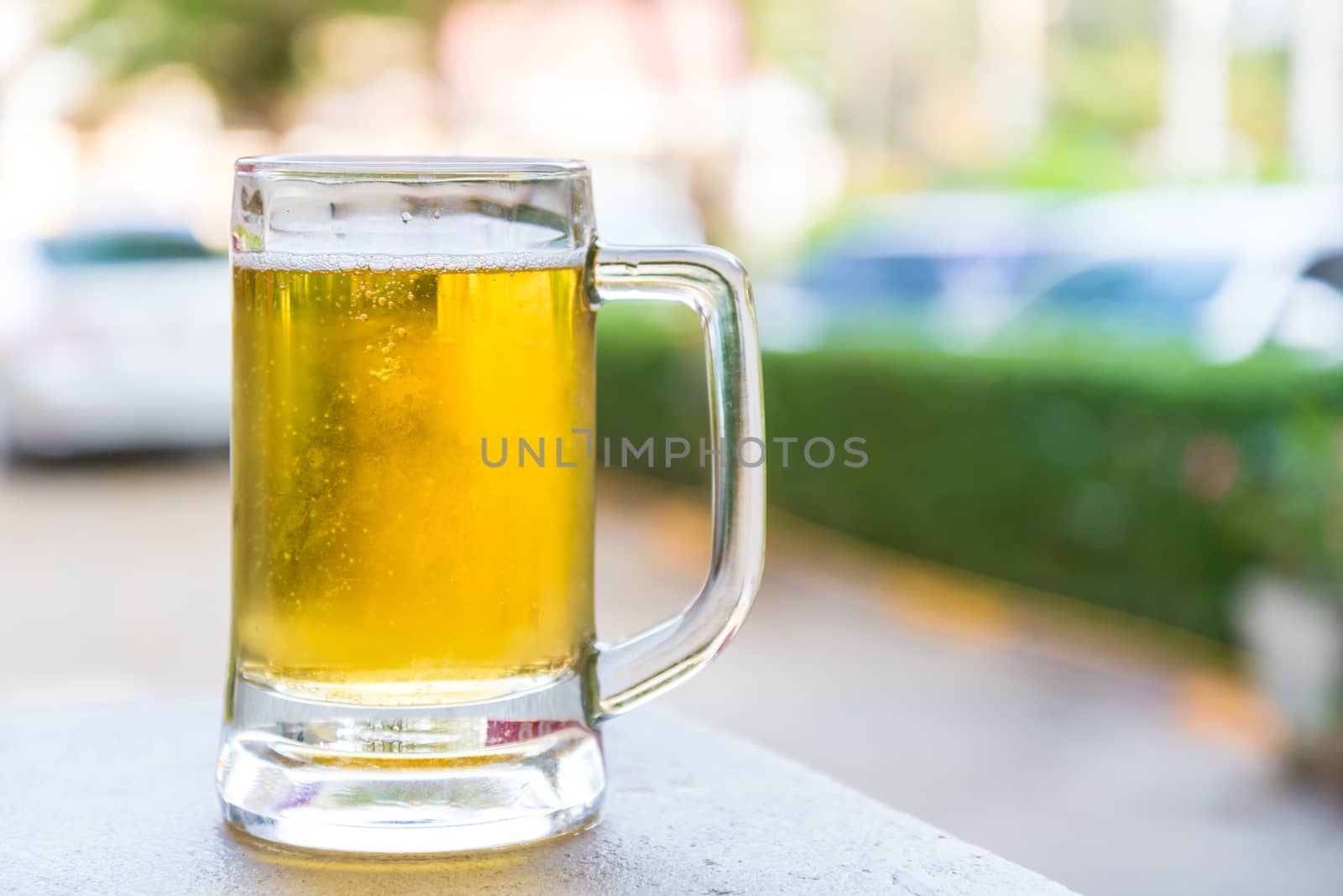 Beer on the table in the midst of
nature