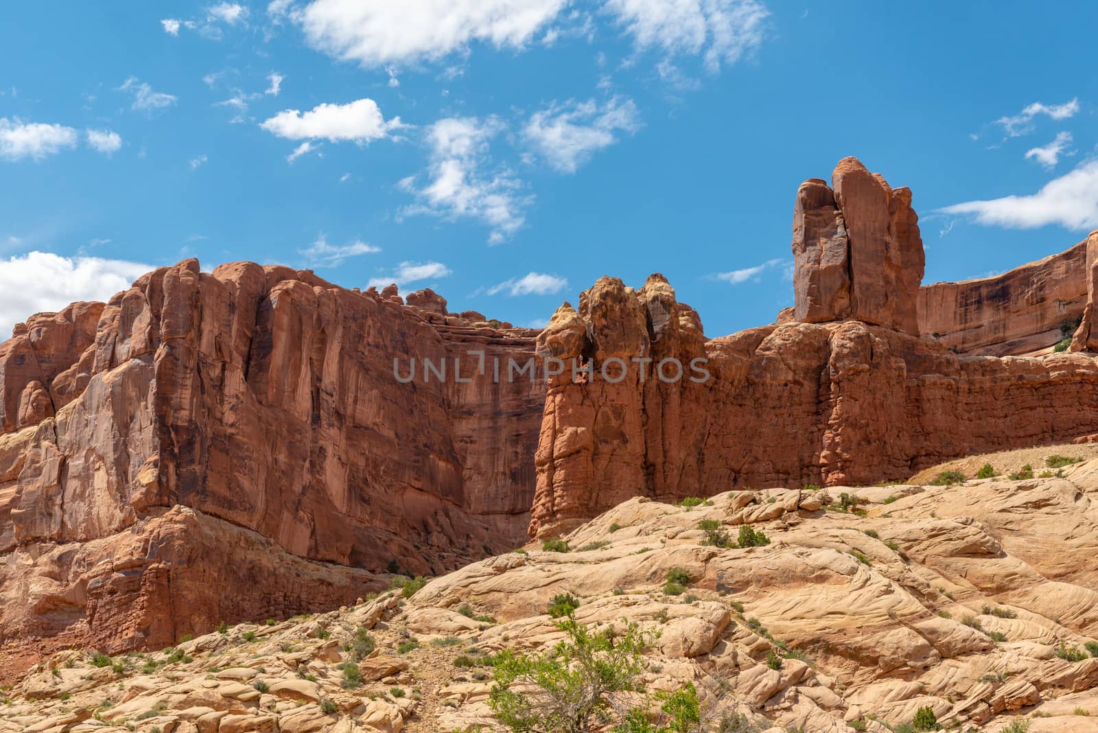 Sandstone formations at the entrance of Arches National Park, Utah by Njean