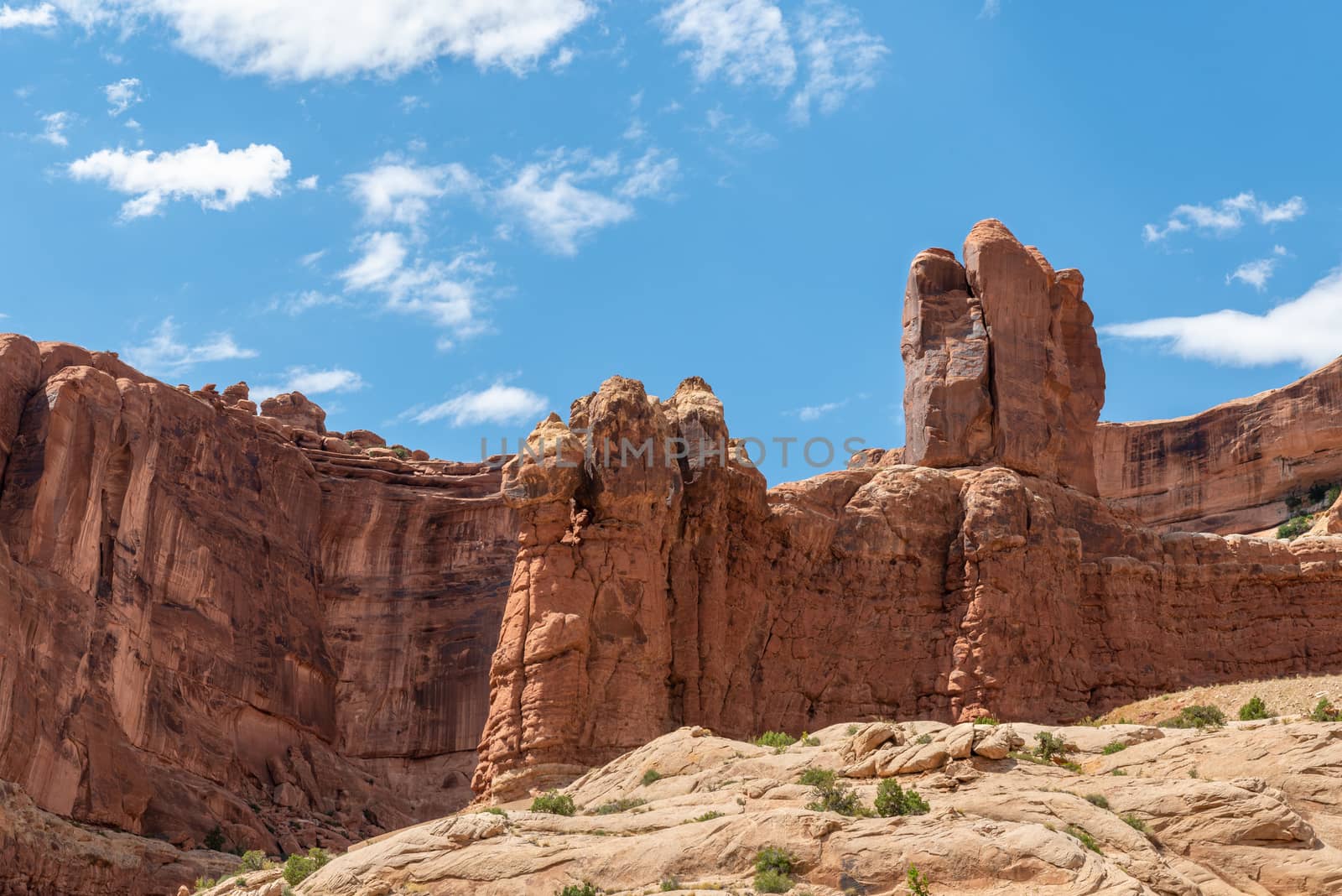 Sandstone formations at the entrance of Arches National Park, Utah by Njean