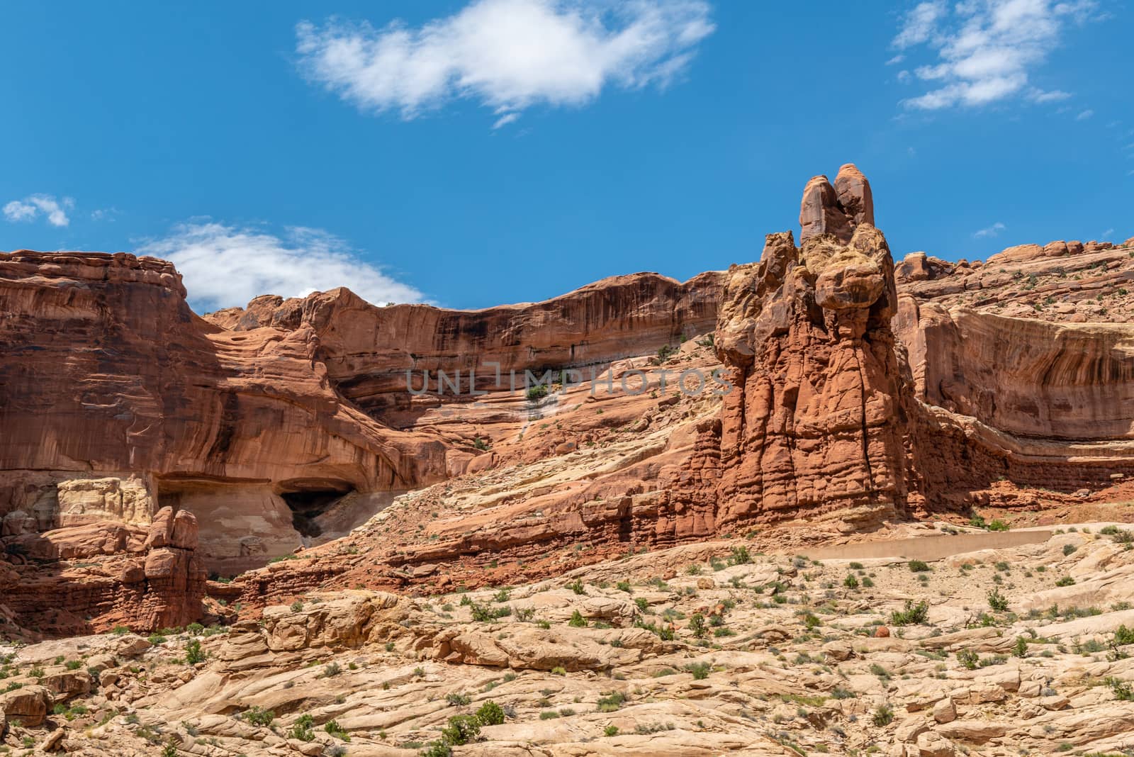 Sandstone formations at the entrance of Arches National Park, Utah by Njean