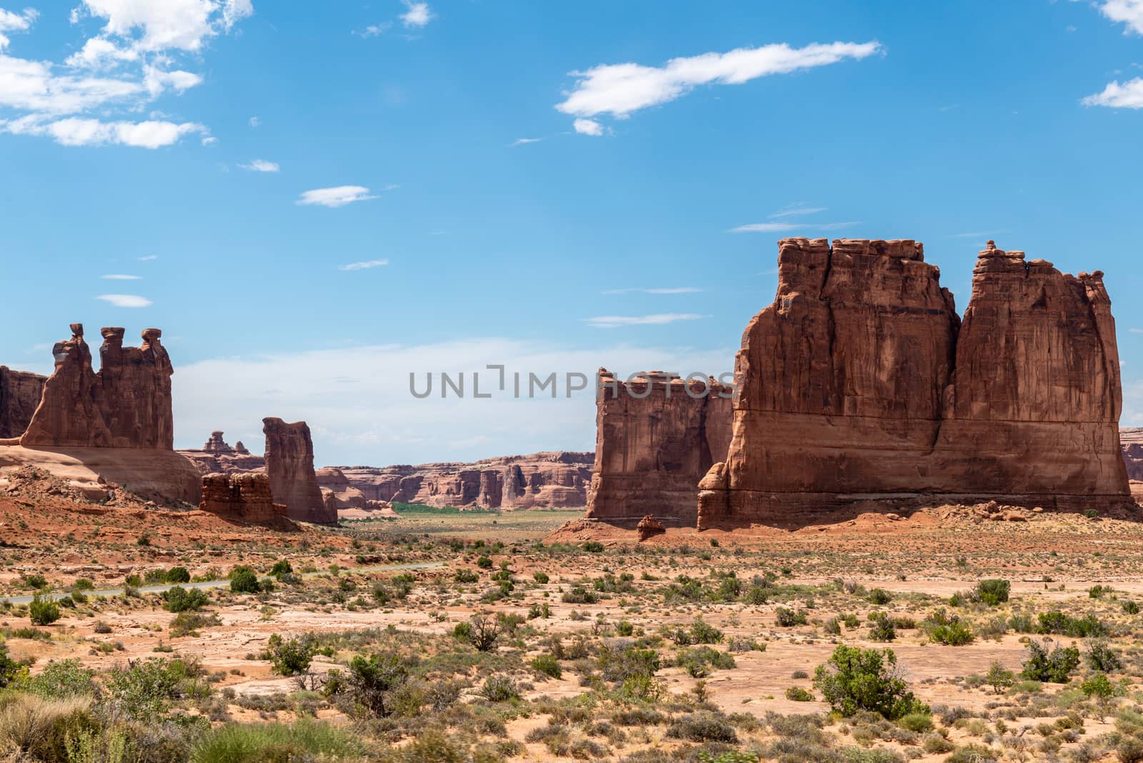 Sandstone formations in the entrance of Arches National Park, Utah by Njean