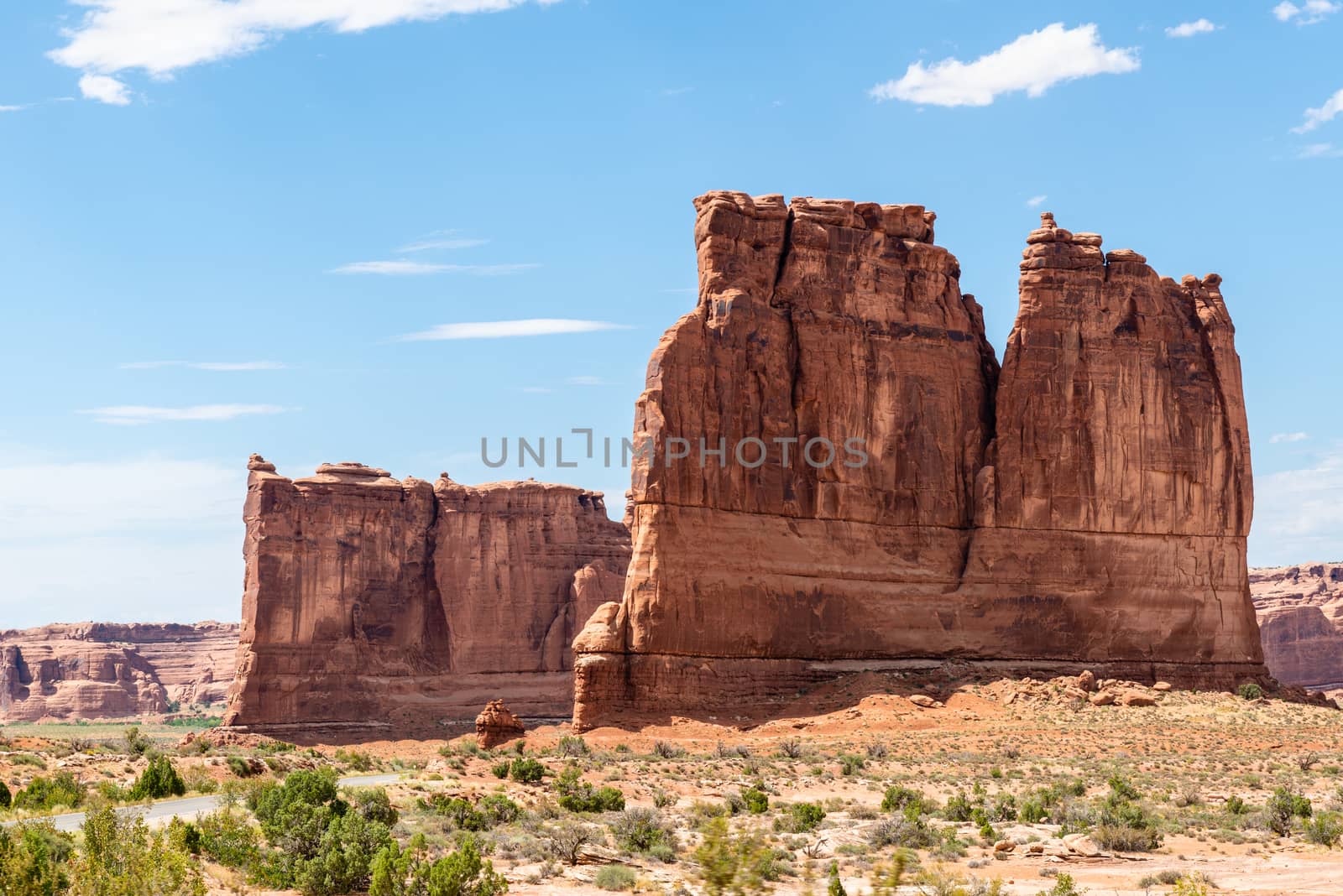 Sandstone formations in the entrance of Arches National Park, Utah by Njean