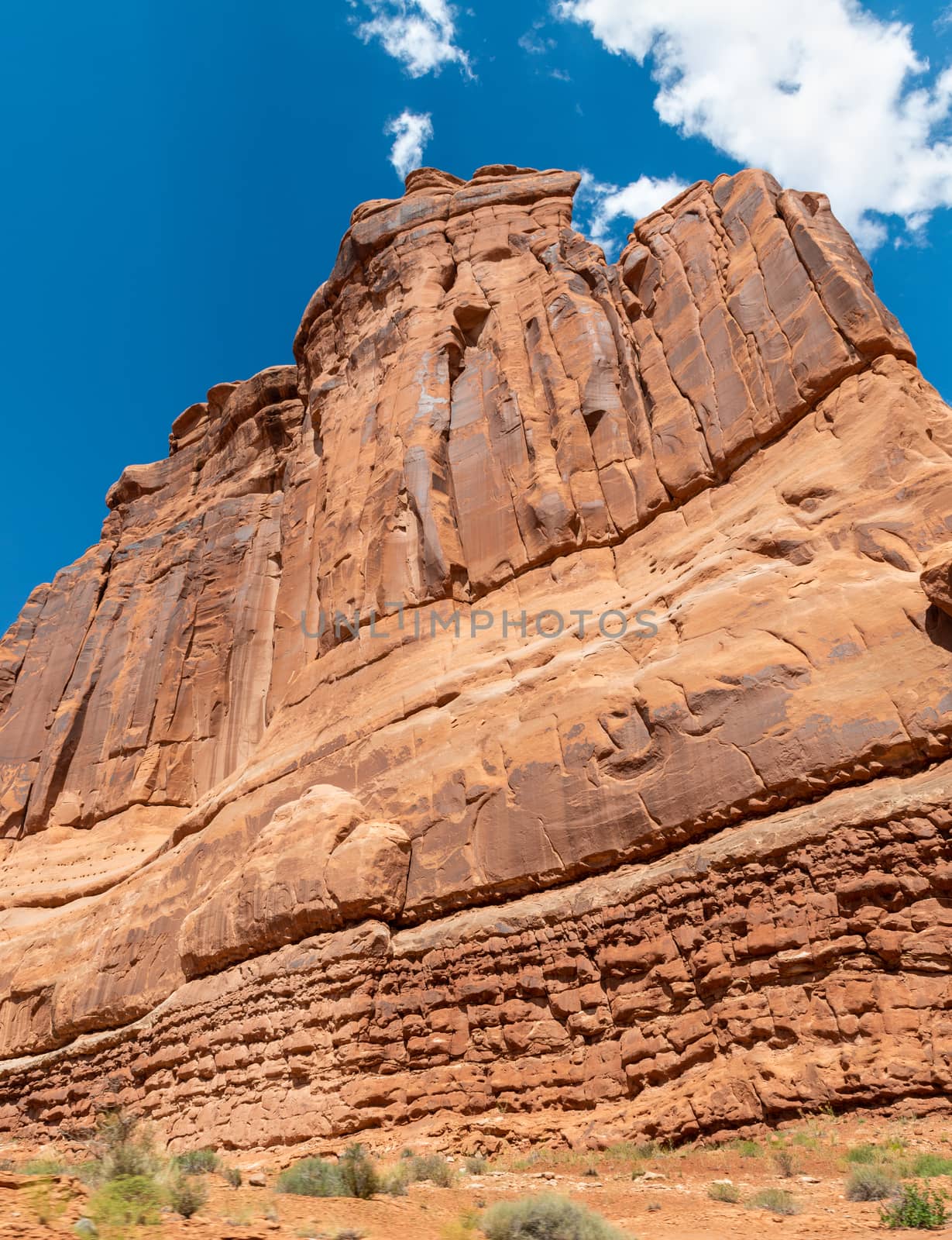 Sandstone formation in the entrance of Arches National Park, Utah by Njean