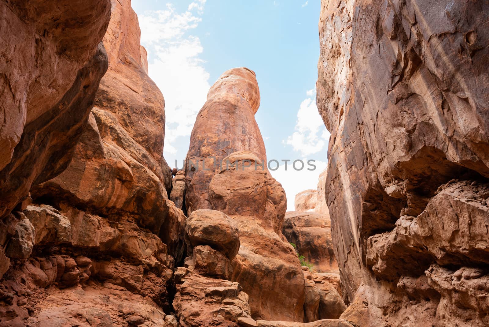 Sandstone formations in Fiery Furnace, Arches National Park, Utah by Njean