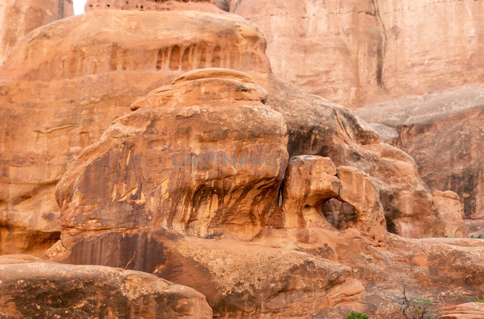 Sandstone formations in Fiery Furnace, Arches National Park, Utah by Njean