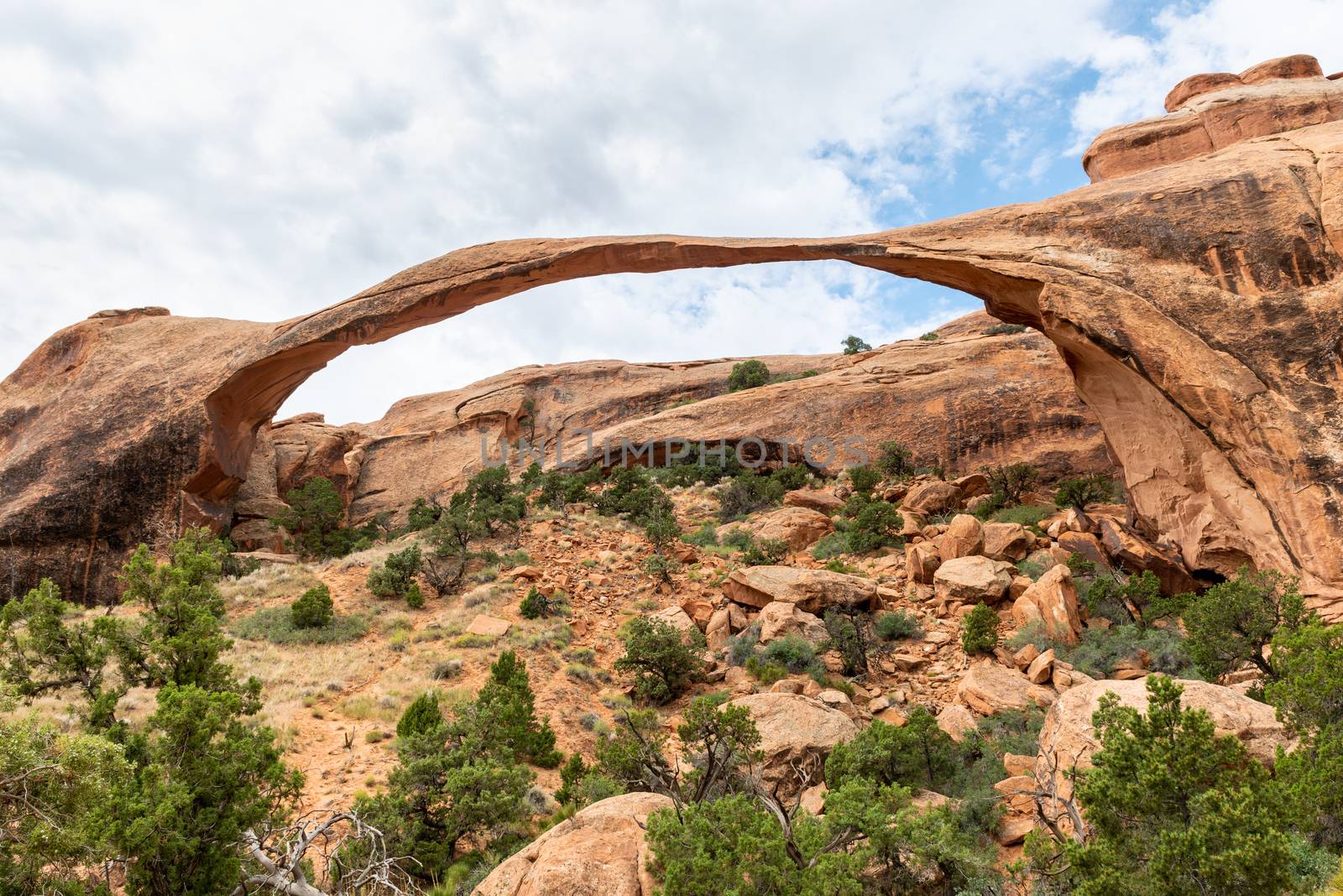 Landscape Arch in Devils Garden Trail in Arches National Park, Utah by Njean