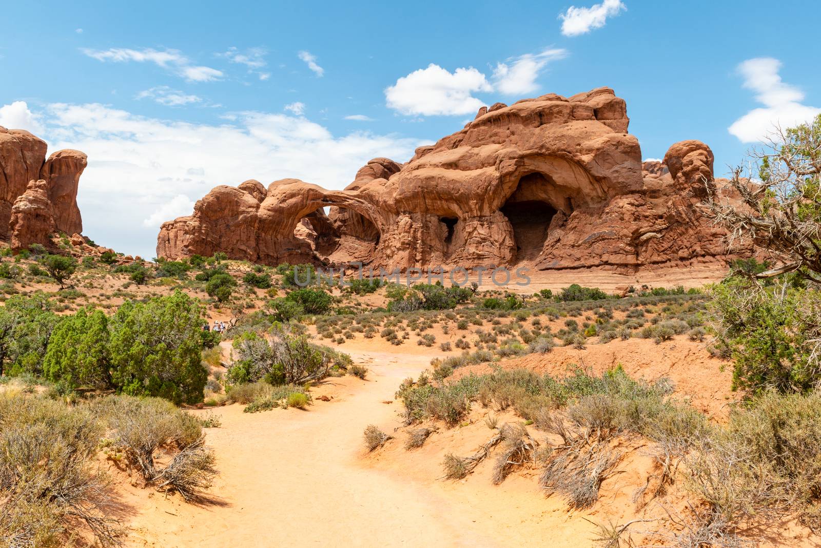 Double Arch seen from Double Arch Trail in Arches National Park, Utah by Njean