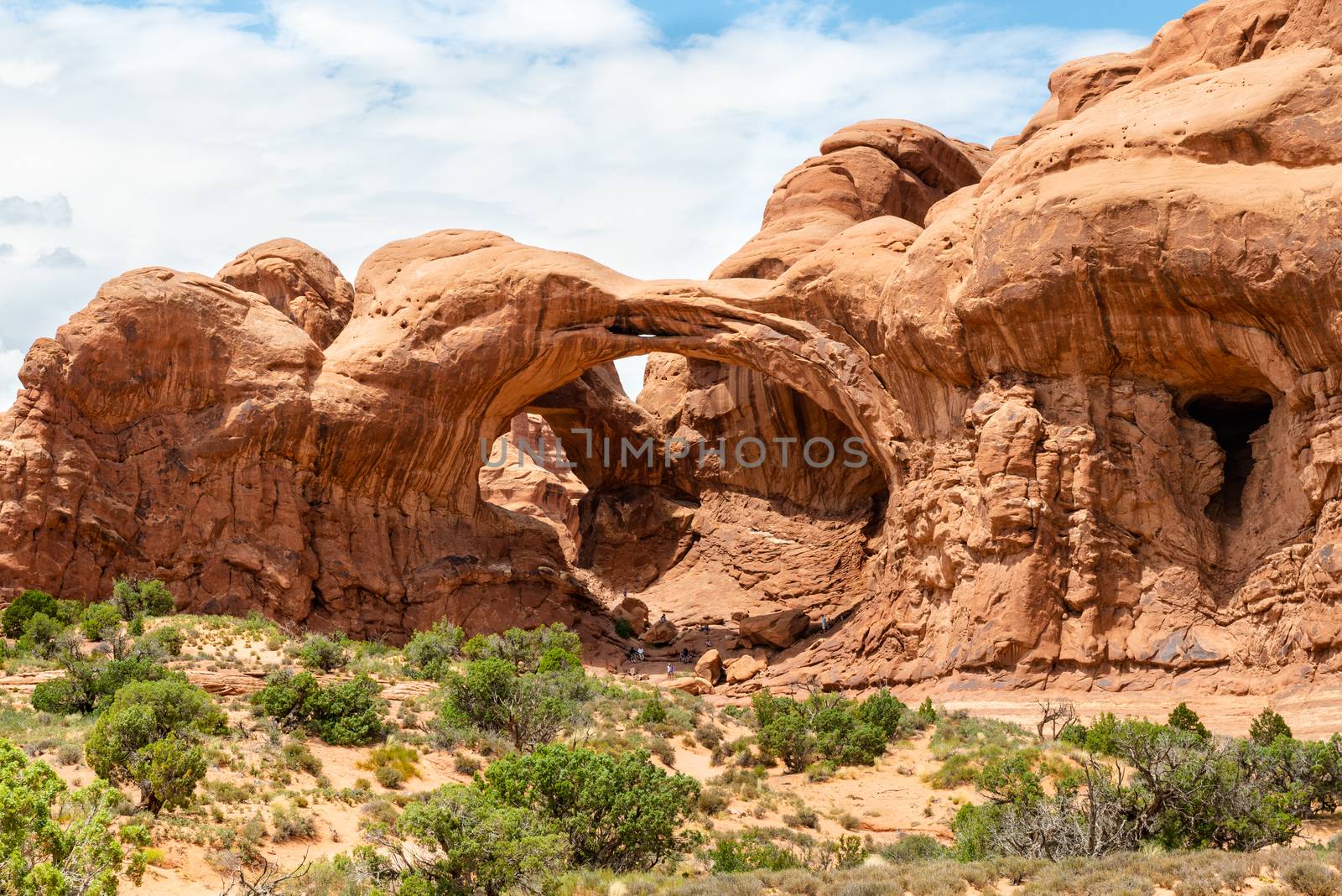 Double Arch seen from Double Arch Trail in Arches National Park, Utah by Njean