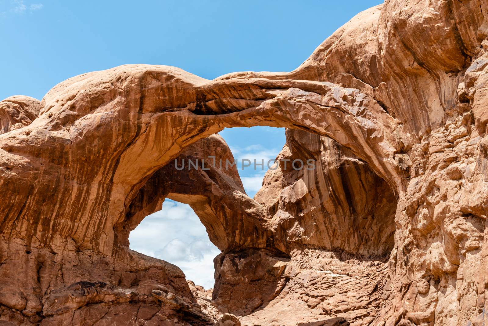 Double Arch seen from Double Arch Trail in Arches National Park, Utah
