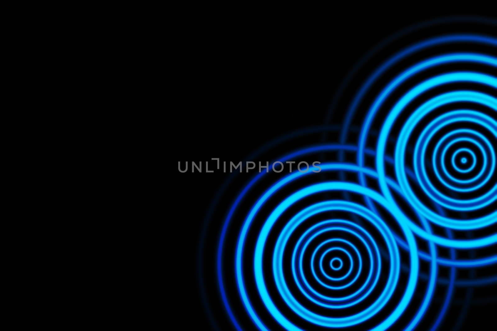 Sound waves oscillating blue with circle spin, abstract backgrou by mouu007