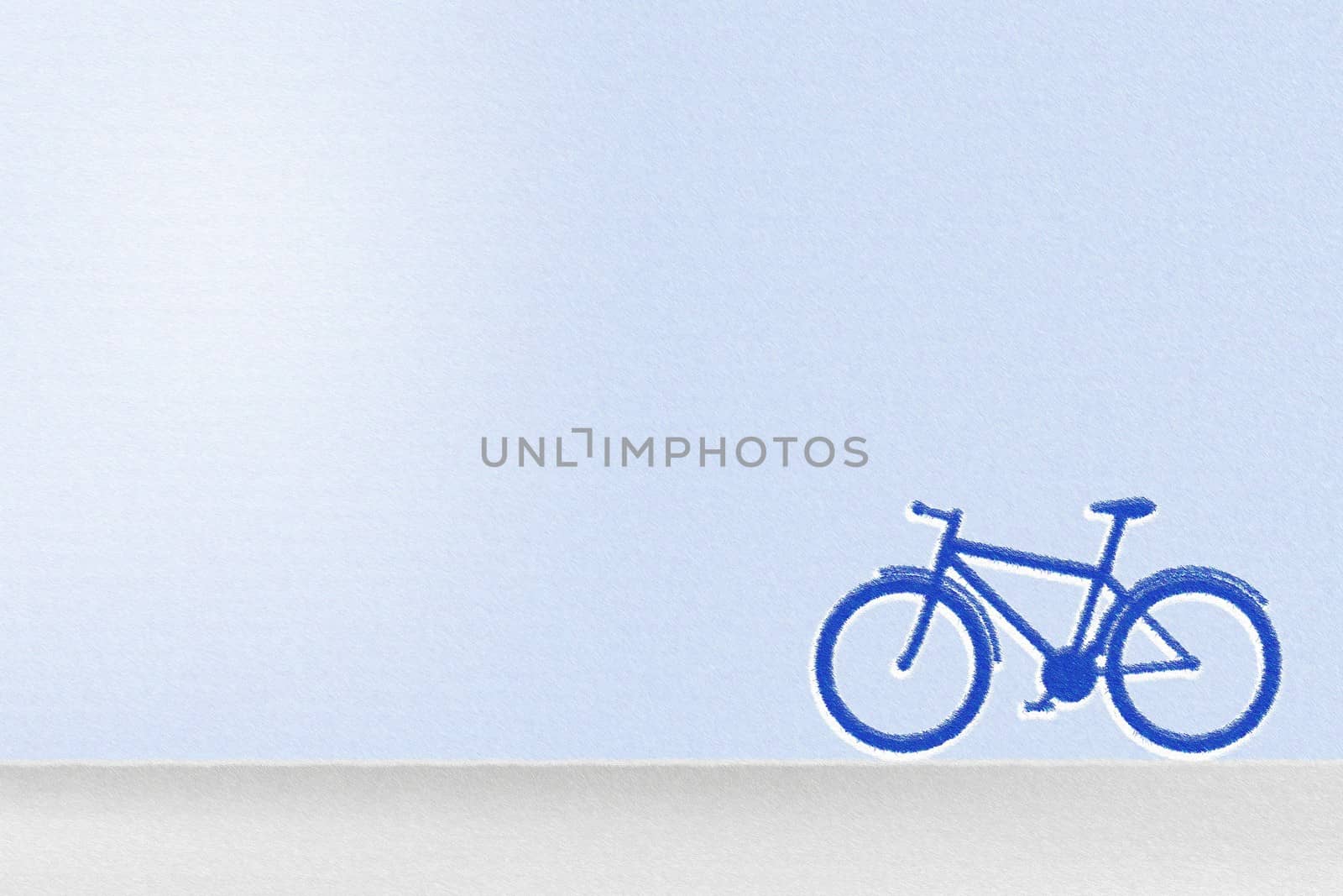 Drawing crayon of one bike with blue sky background by mouu007