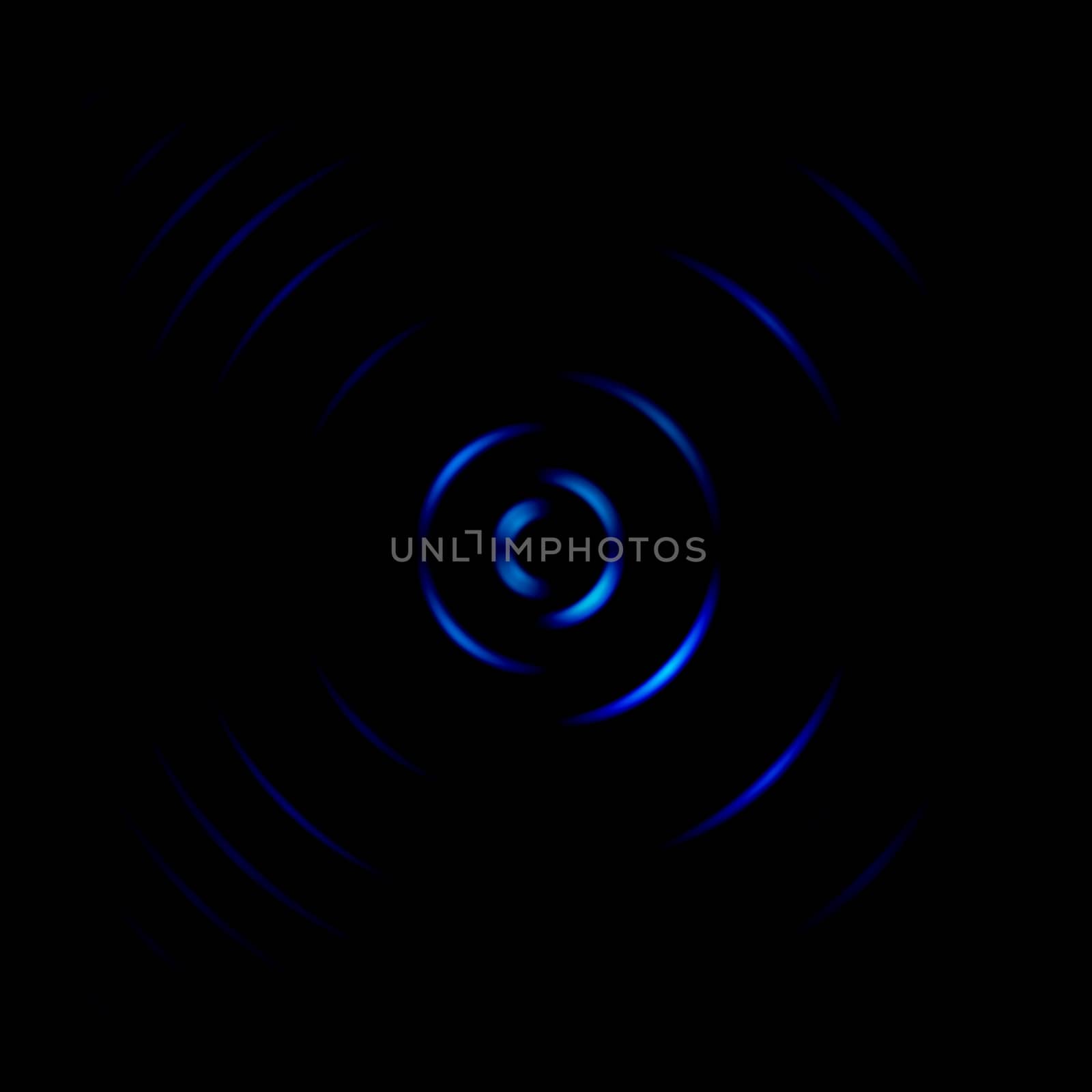 Abstract blue spin signal on black background