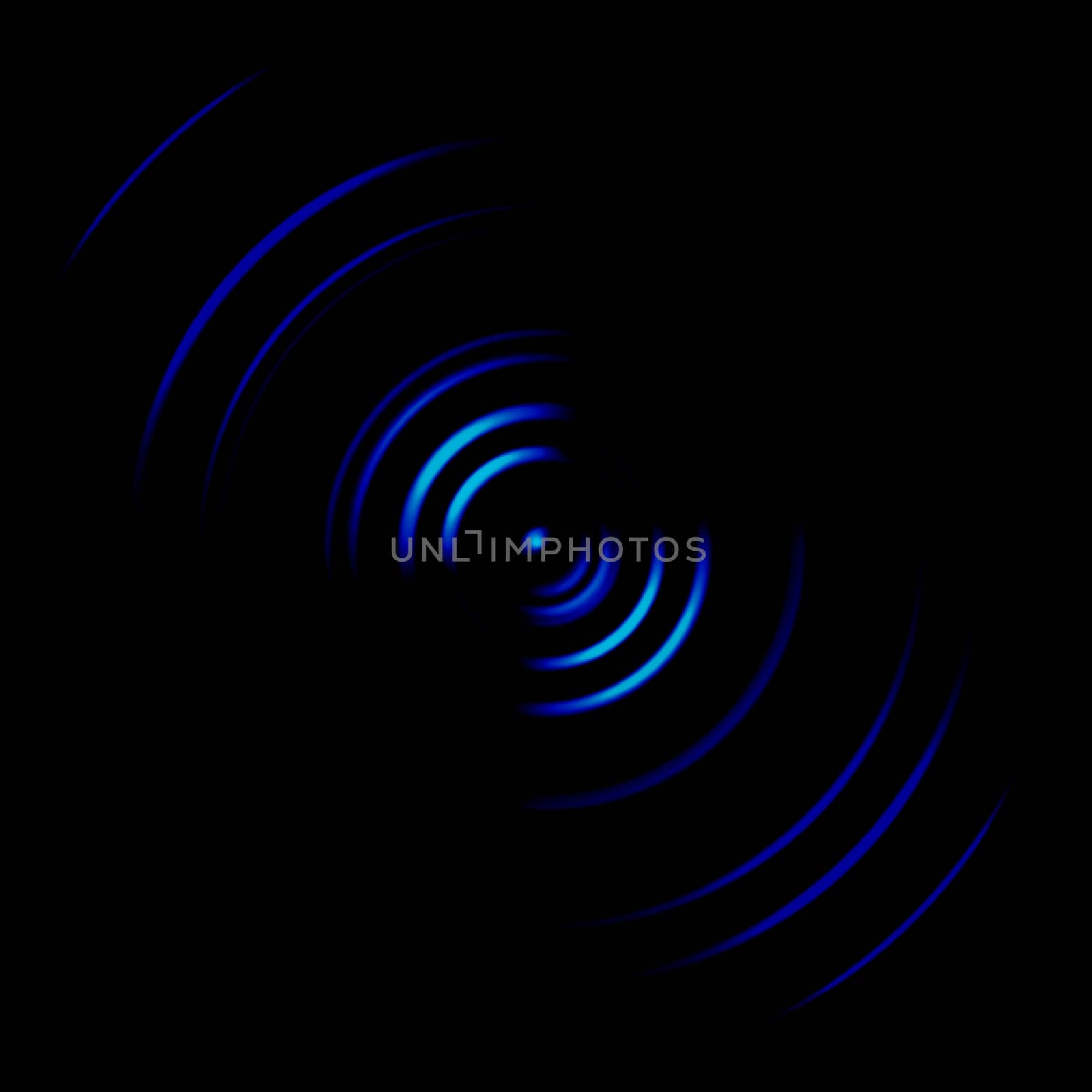 Abstract blue wireless network symbol on black background