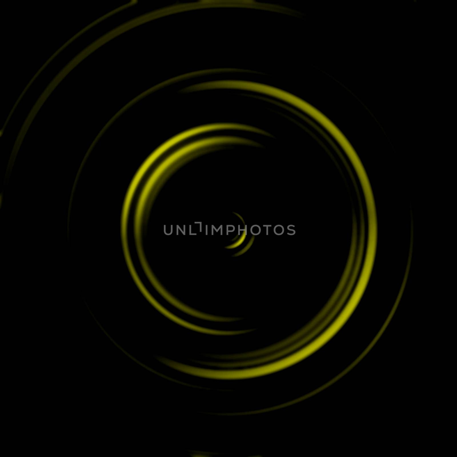 Abstract yellow spin signal on black background