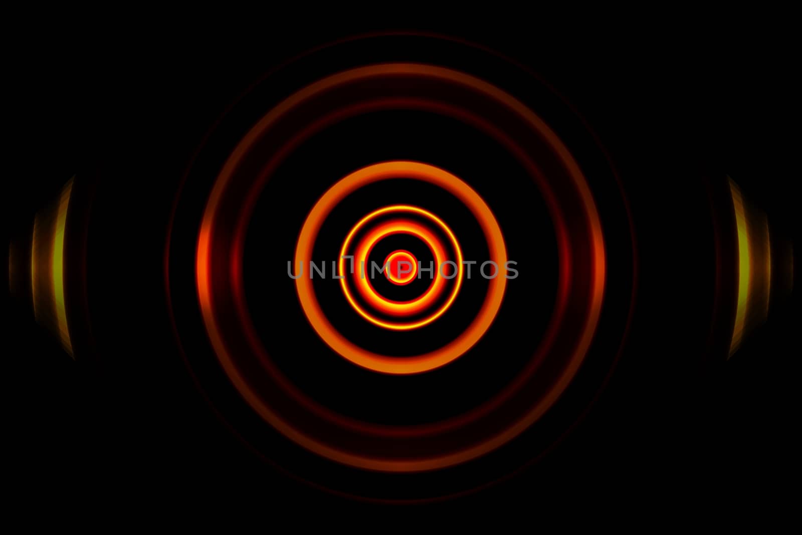 Orange light spiral with circle signal, abstract background