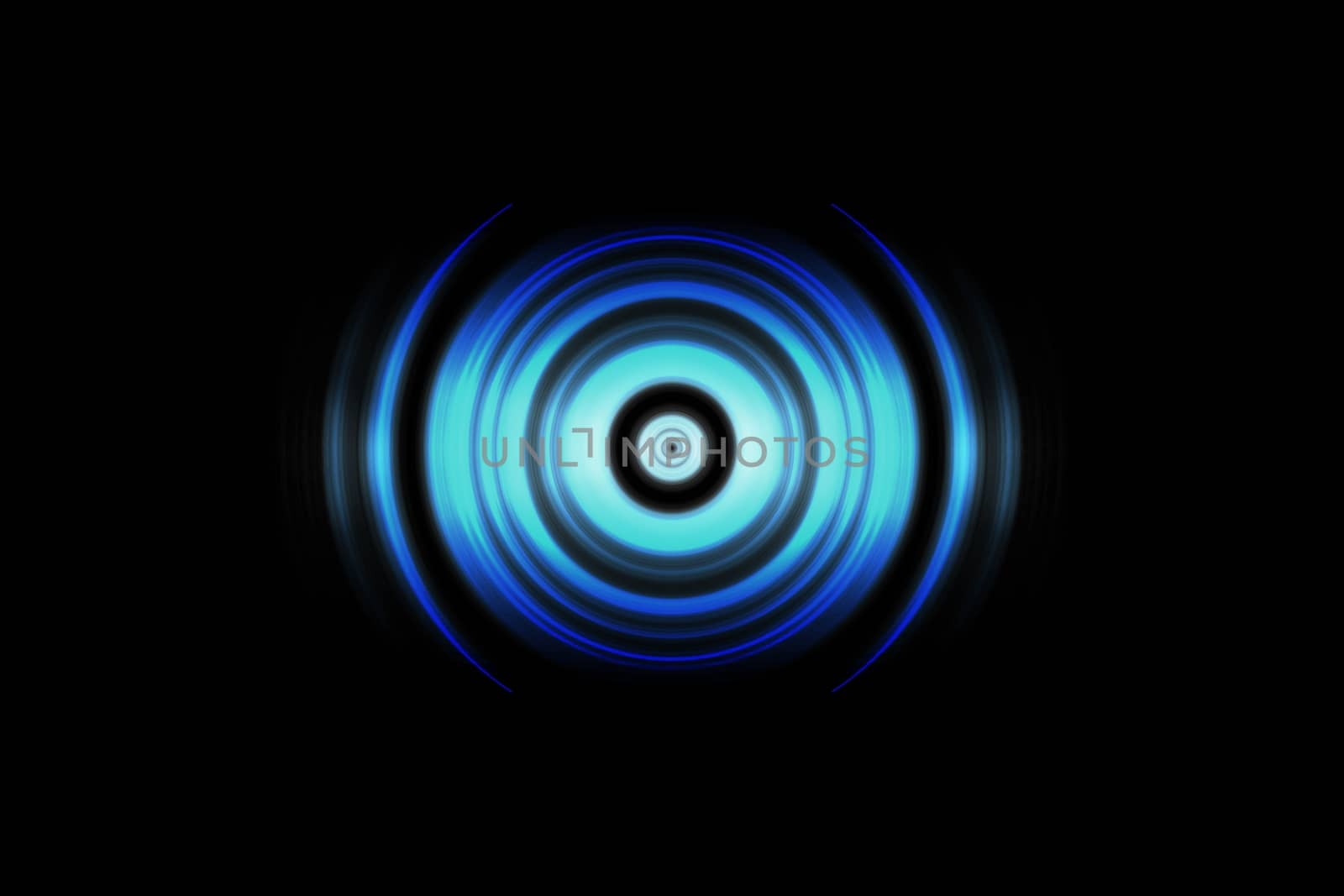 Sound waves oscillating blue light with circle spin abstract background