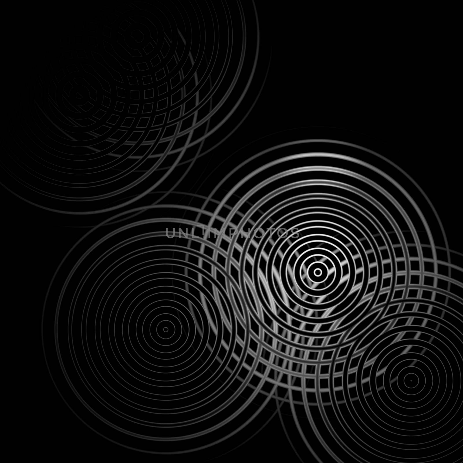 White rings sound waves oscillating, abstract background