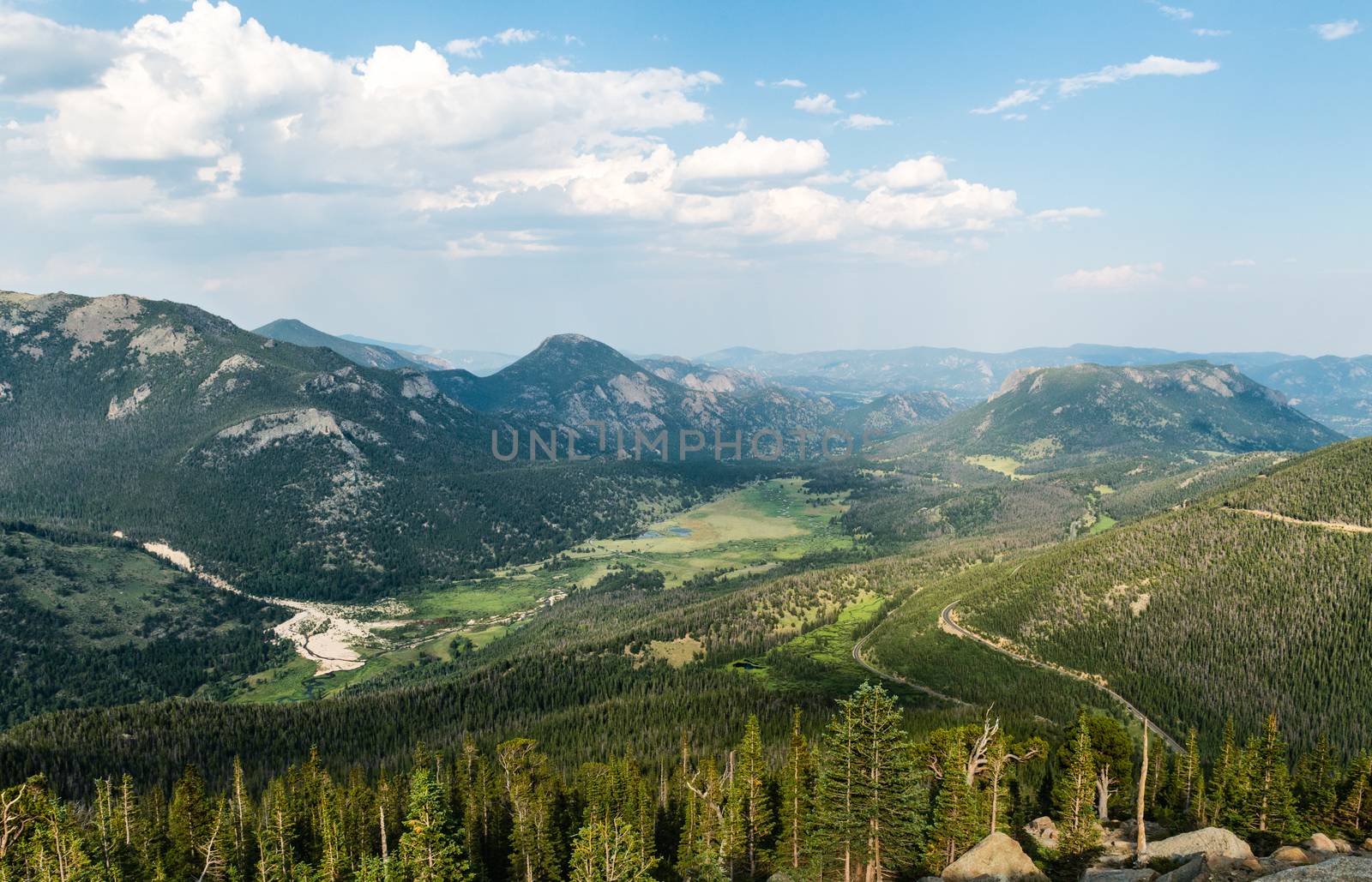Looking down on Horseshoe Park in the Rocky Mountain National Park, Colorado