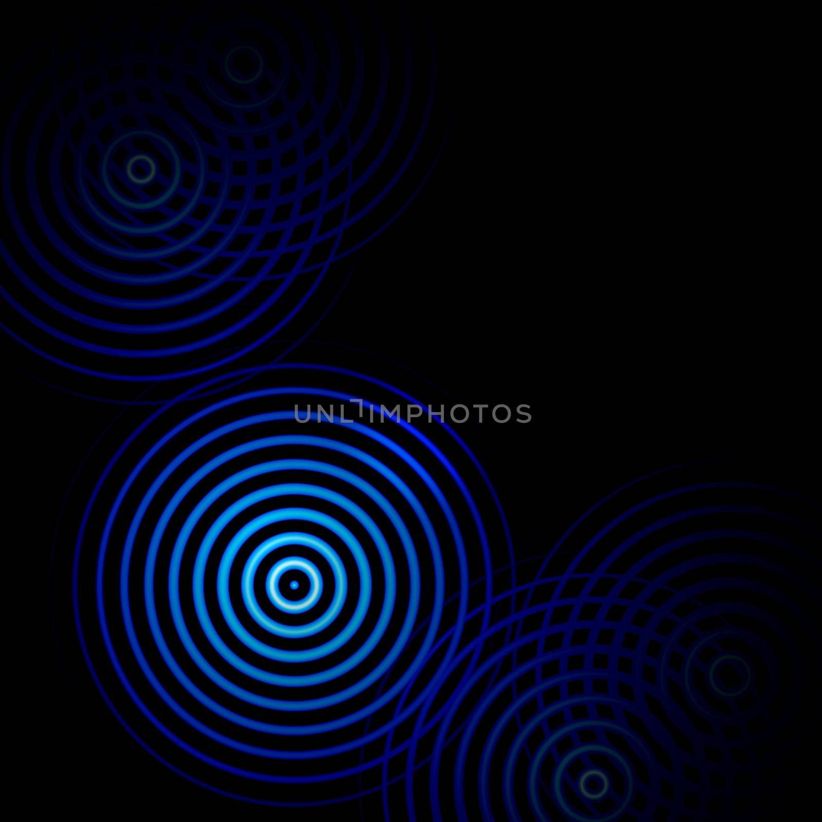 Blue rings sound waves oscillating, abstract background