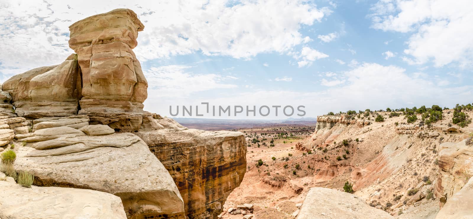 Panorama of cliffs in the San Rafael Swell in Utah off I-70 by Njean
