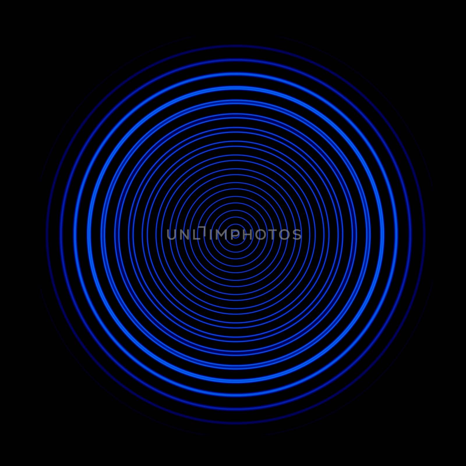 Blue circle sound waves oscillating, abstract background