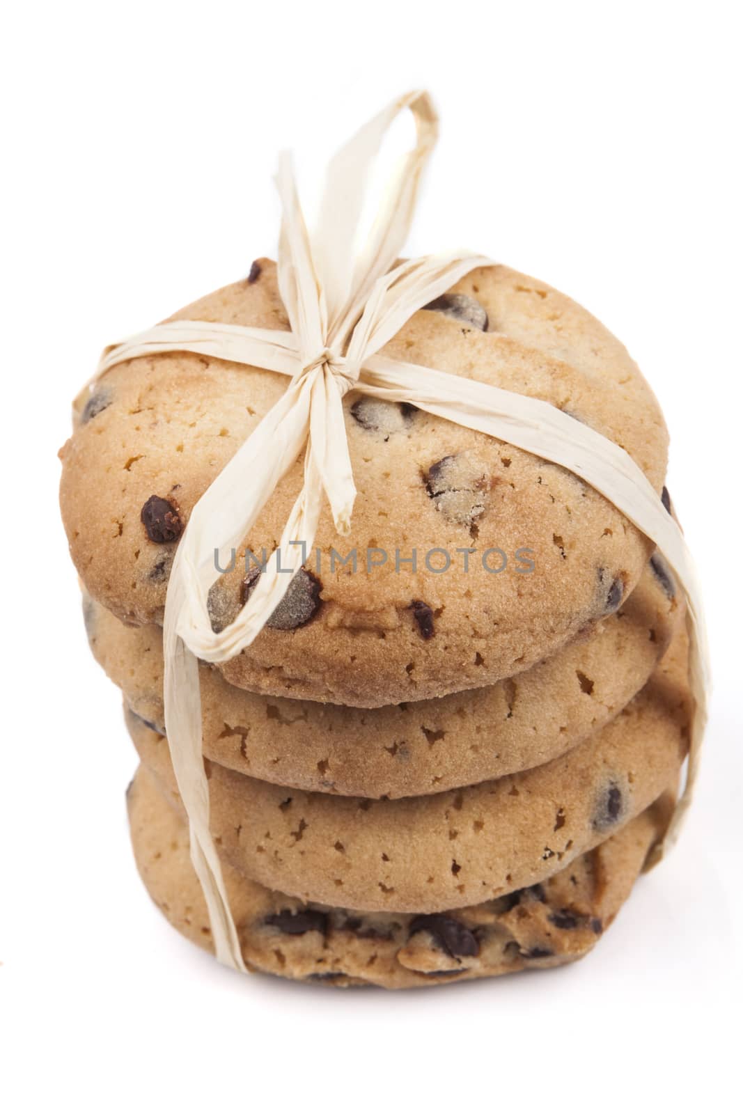 chocolate chip cookies isolated on white